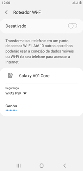 Como usar seu aparelho como um roteador de rede Wi-Fi - Samsung Galaxy A01 Core - Passo 12
