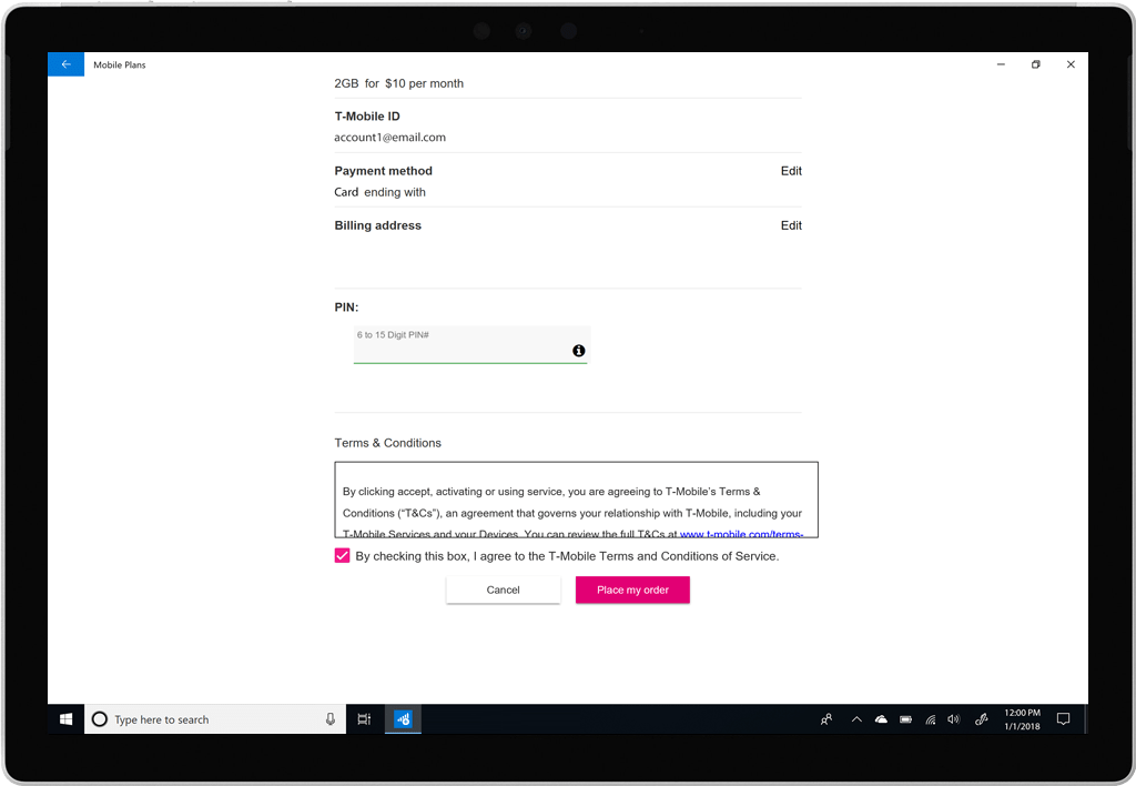 Add/change a plan | ConnectME for Windows 10 eSIM Devices 
