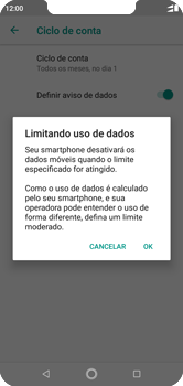 Como definir um aviso e limite de uso de dados - Motorola One - Passo 11