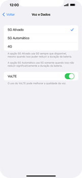 Como ativar e desativar o VoLTE - Apple iOS 16 Apple iOS 16 - Passo 7