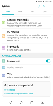 Como ativar e desativar o modo avião no seu aparelho - LG K12+ - Passo 5