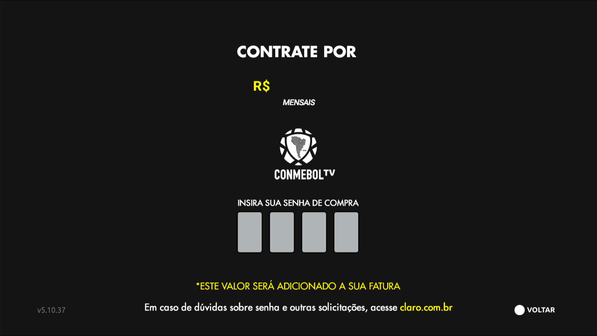 Claro TV+ S4KW3 Interface de TV