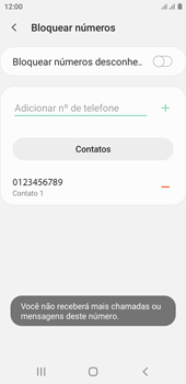 Como bloquear chamadas de um número específico - Samsung Galaxy A01 Core - Passo 10