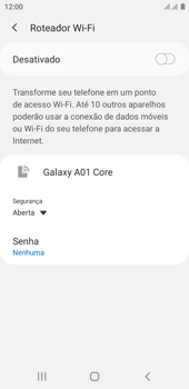 Como usar seu aparelho como um roteador de rede Wi-Fi - Samsung Galaxy A01 Core - Passo 7