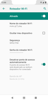 Como usar seu aparelho como um roteador de rede Wi-Fi - Motorola Moto G7 Play - Passo 15