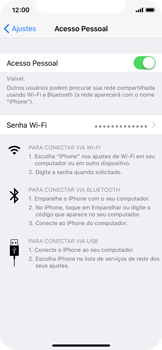 Como usar seu aparelho como um roteador de rede Wi-Fi - Apple iOS 11 Apple iOS 11 - Passo 8