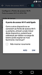 Como usar seu aparelho como um roteador de rede Wi-Fi - LG K10 - Passo 10