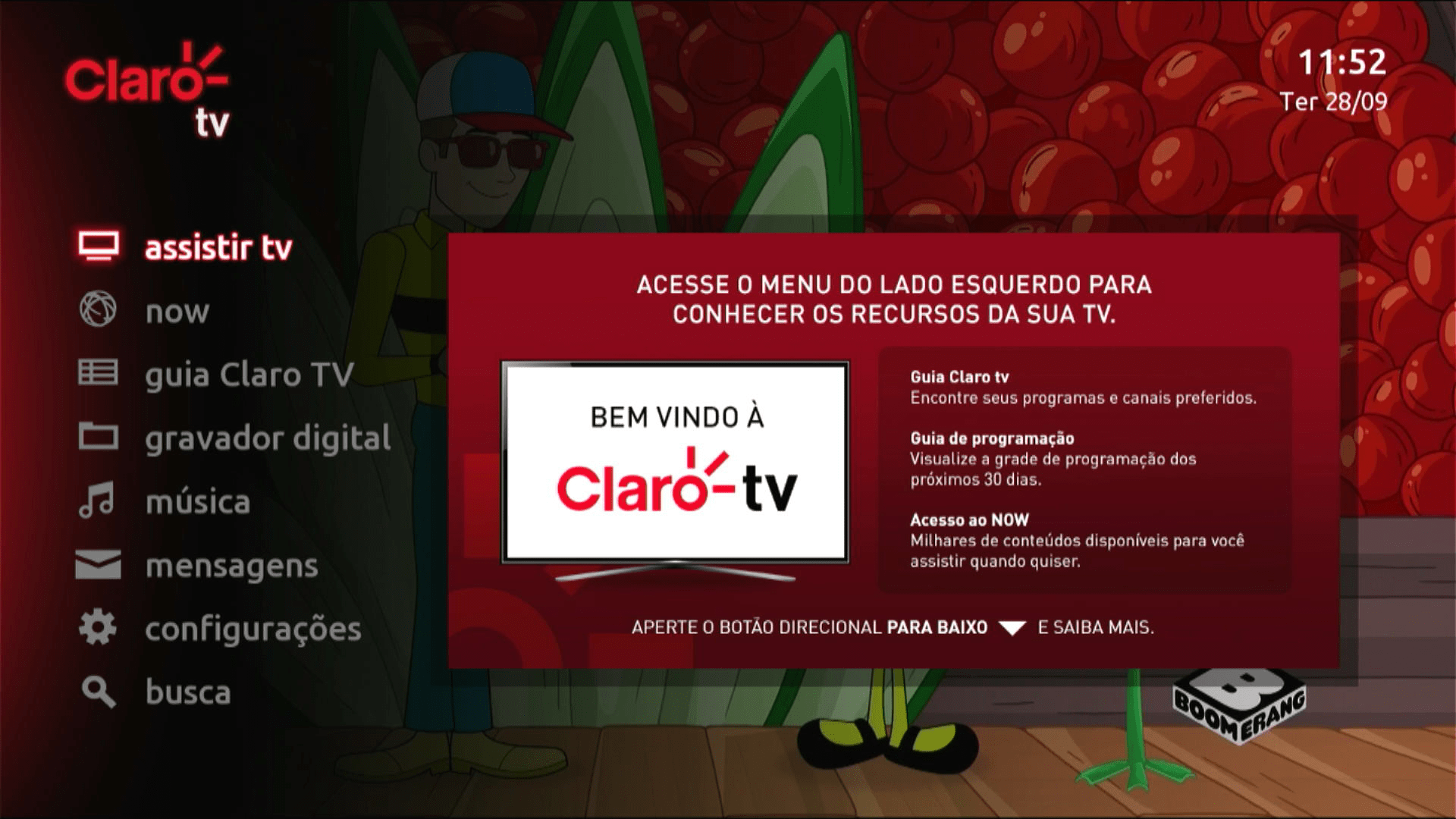 Claro TV com NOW Interface de TV