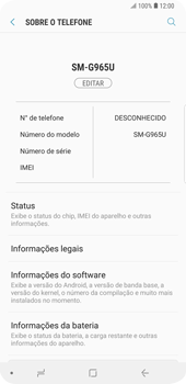 Como encontrar o número de IMEI do seu aparelho - Samsung Galaxy S9 Plus - Passo 4