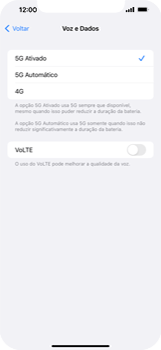 Como ativar e desativar o VoLTE - Apple iOS 16 Apple iOS 16 - Passo 8