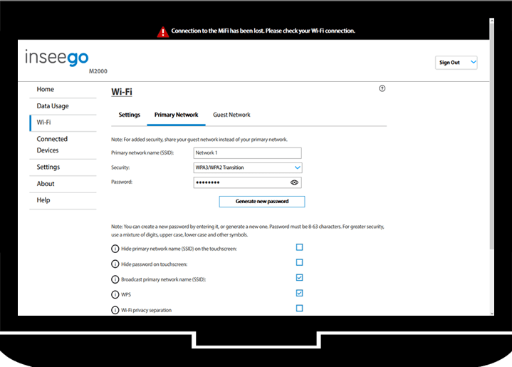 Change wireless password | Connections & Network | 5G MiFi M2000 | T-Mobile  Support