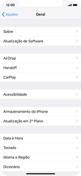 Como encontrar o número de IMEI do seu aparelho - Apple iOS 12 Apple iOS 12 - Passo 3