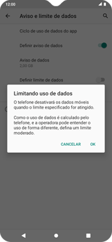 Como definir um aviso e limite de uso de dados - Motorola Moto E6i - Passo 13