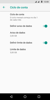 Como definir um aviso e limite de uso de dados - Motorola Moto G6 Play - Passo 14