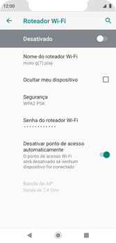 Como usar seu aparelho como um roteador de rede Wi-Fi - Motorola Moto G7 Play - Passo 14