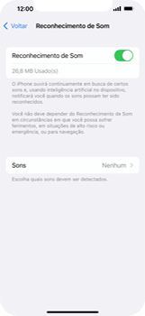 Como configurar o reconhecimento de som - Apple iOS 16 Apple iOS 16 - Passo 5