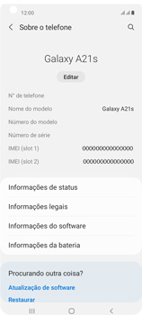 Como encontrar o número de IMEI do seu aparelho - Samsung Galaxy A21s - Passo 4