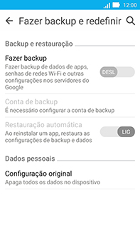Como restaurar as configurações originais do seu aparelho - Asus ZenFone Go - Passo 5