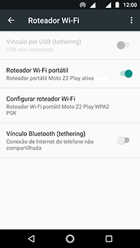 Como usar seu aparelho como um roteador de rede Wi-Fi - Motorola Moto Z2 Play - Passo 10