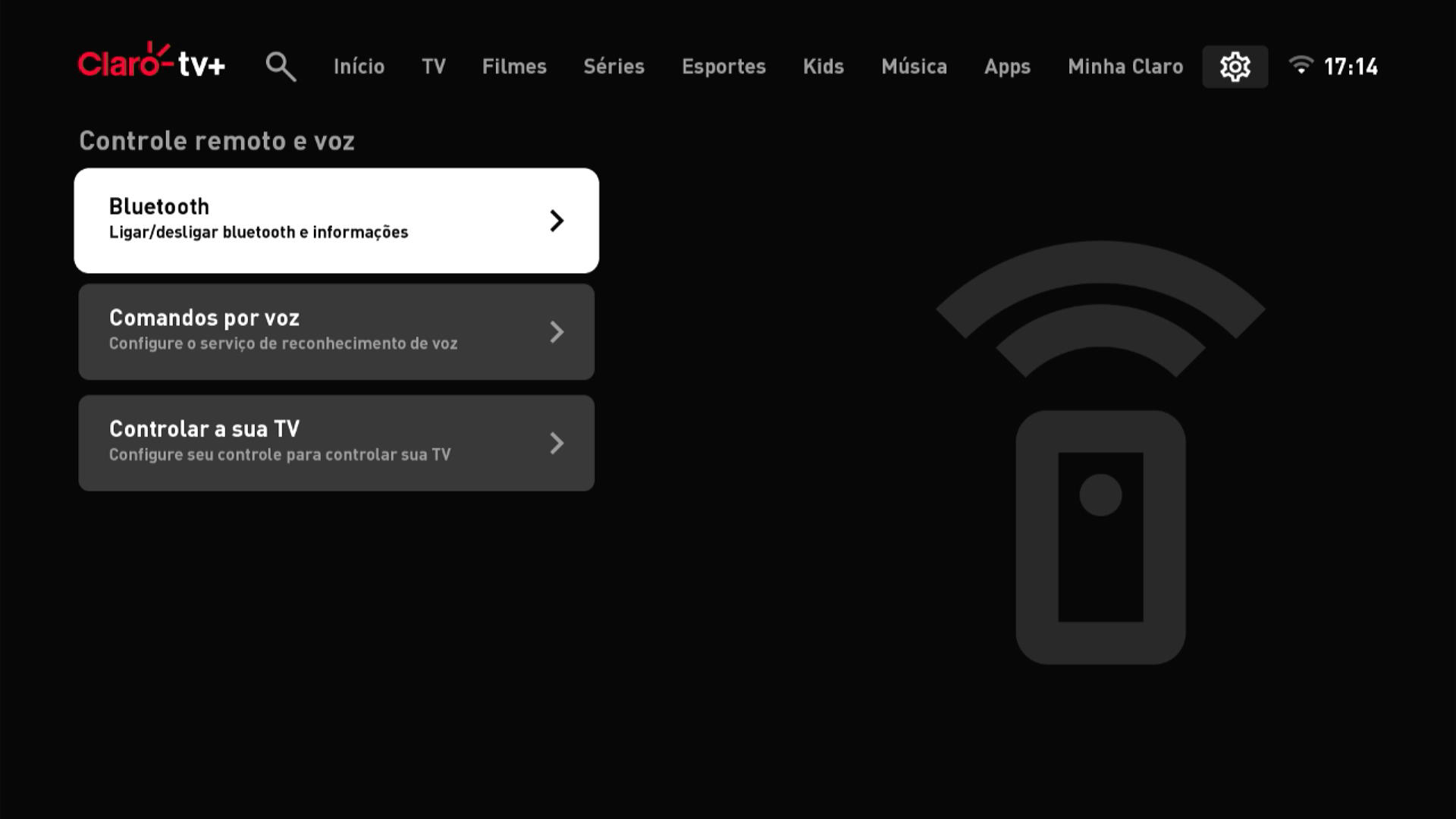 Claro TV+ S4KW3 Interface de TV