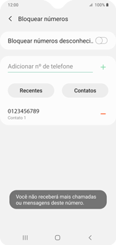 Como bloquear chamadas de um número específico - Samsung Galaxy A01 - Passo 10