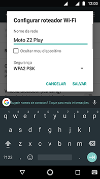 Como usar seu aparelho como um roteador de rede Wi-Fi - Motorola Moto Z2 Play - Passo 7