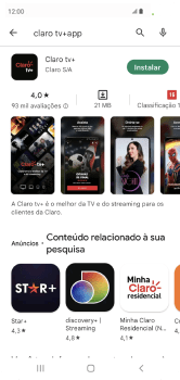 Como baixar o aplicativo Claro tv+ em um Android - Claro tv+ no Celular Claro tv+ no Celular - Passo 5