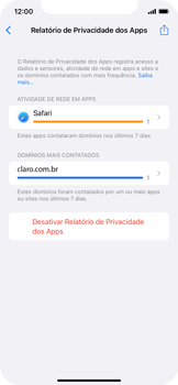 Como ver o relatório de privacidade dos aplicativos - Apple iOS 15 Apple iOS 15 - Passo 5