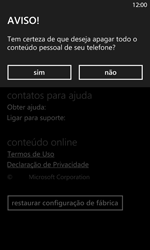 Como restaurar as configurações originais do seu aparelho - Nokia Lumia 1020 - Passo 7