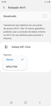 Como usar seu aparelho como um roteador de rede Wi-Fi - Samsung Galaxy A01 Core - Passo 10