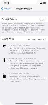 Como usar seu aparelho como um roteador de rede Wi-Fi - Apple iOS 11 Apple iOS 11 - Passo 4