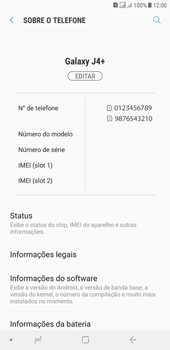 Como encontrar o número de IMEI do seu aparelho - Samsung Galaxy J4+ - Passo 4