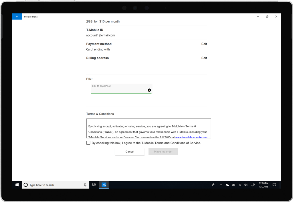 Add/change a plan | ConnectME for Windows 10 eSIM Devices 