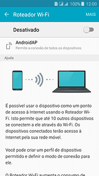 Como usar seu aparelho como um roteador de rede Wi-Fi - Samsung Galaxy J7 - Passo 6