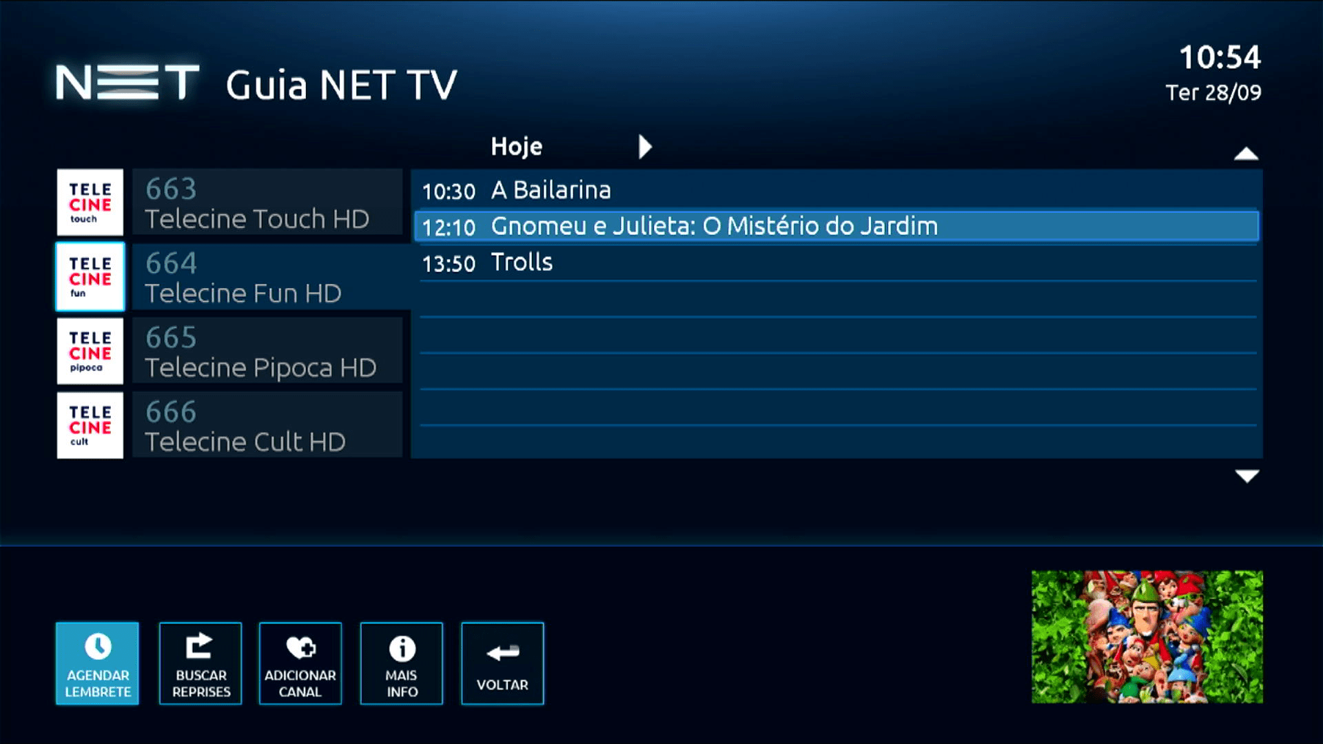 NET Legado Interface de TV