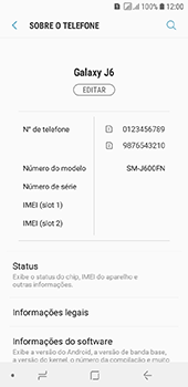 Como encontrar o número de IMEI do seu aparelho - Samsung Galaxy J6 - Passo 4