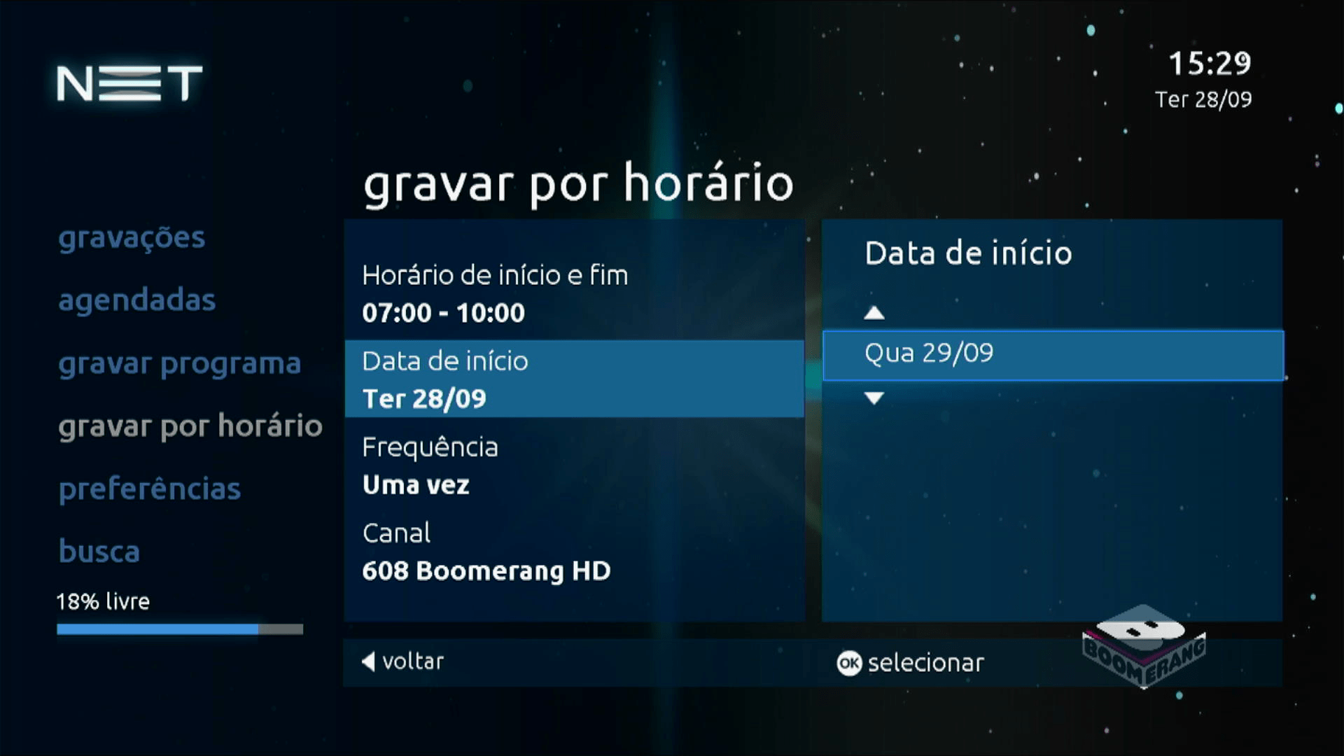 NET Legado Interface de TV