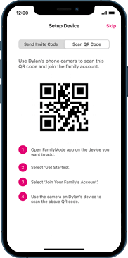 First use - Adding profiles of your family via a QR code | T 