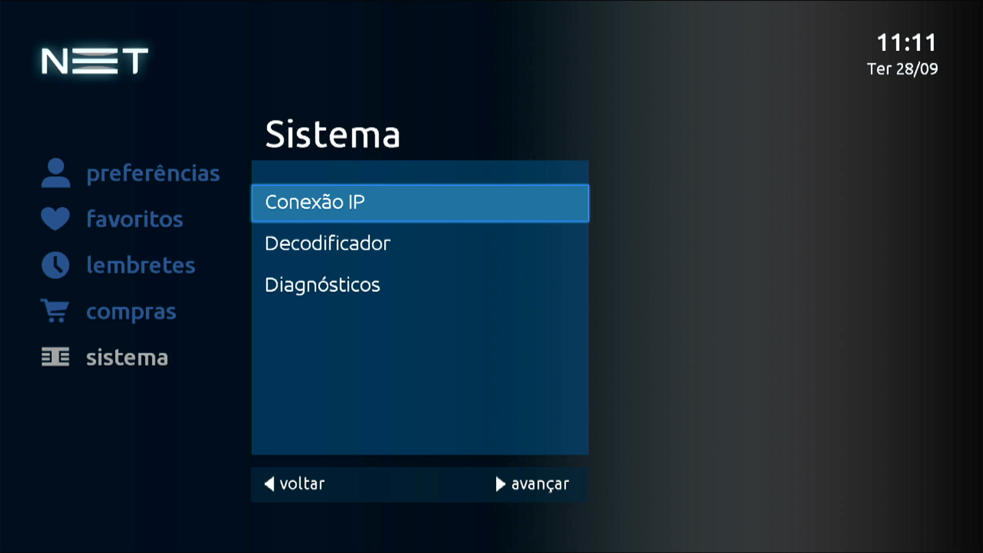 Interface de TV Interface de TV