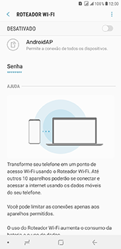 Como usar seu aparelho como um roteador de rede Wi-Fi - Samsung Galaxy J8 - Passo 11