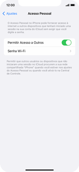 Como usar seu aparelho como um roteador de rede Wi-Fi - Apple iOS 15 Apple iOS 15 - Passo 8