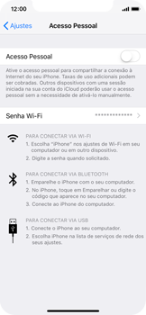 Como usar seu aparelho como um roteador de rede Wi-Fi - Apple iOS 12 Apple iOS 12 - Passo 6