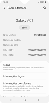 Como encontrar o número de IMEI do seu aparelho - Samsung Galaxy A01 - Passo 4