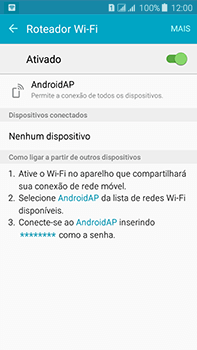 Como usar seu aparelho como um roteador de rede Wi-Fi - Samsung Galaxy J7 - Passo 11