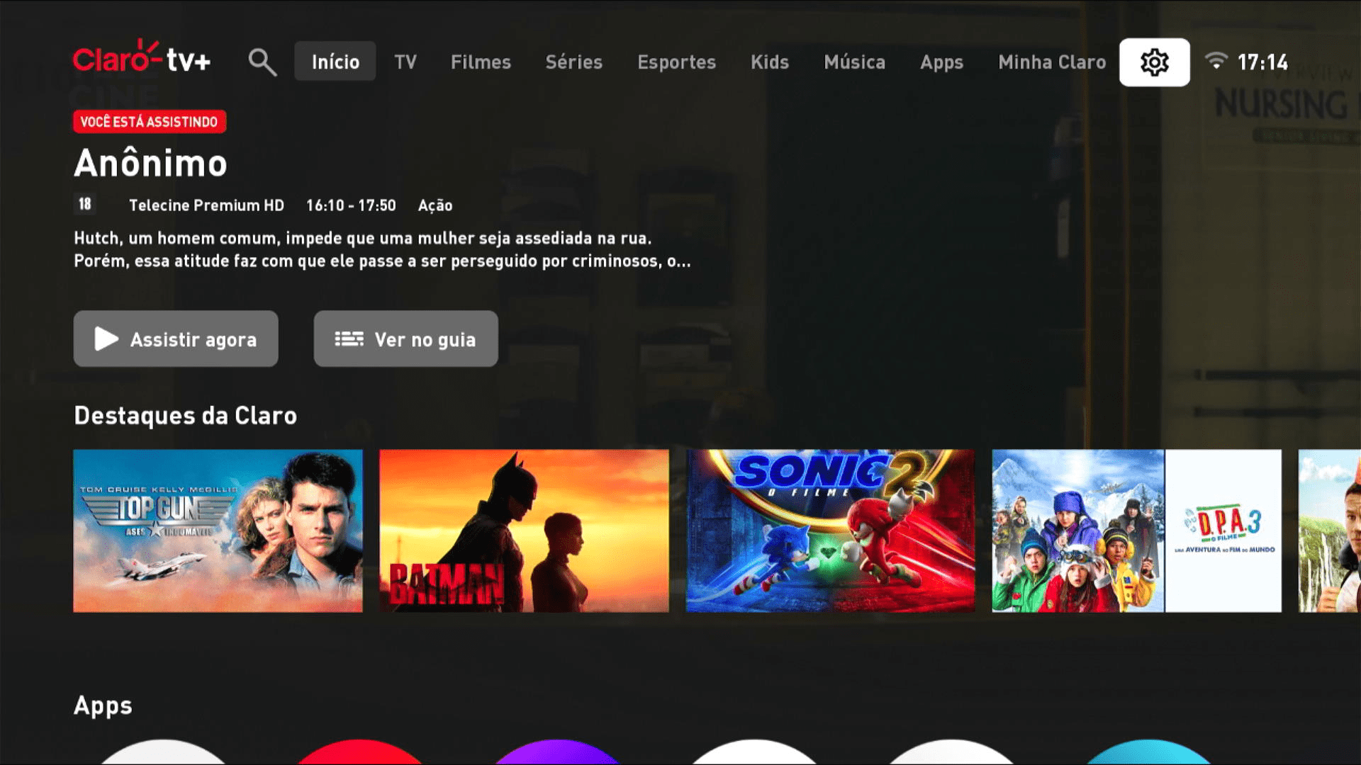 Claro TV+ S4KW3 Interface de TV