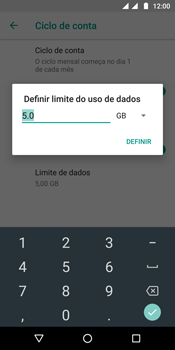 Como definir um aviso e limite de uso de dados - Motorola Moto G6 Plus - Passo 13