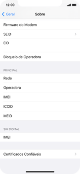 Como encontrar o número de IMEI do seu aparelho - Apple iOS 14 Apple iOS 14 - Passo 4