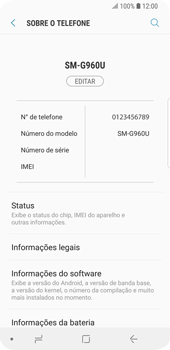 Como encontrar o número de IMEI do seu aparelho - Samsung Galaxy S9 - Passo 4