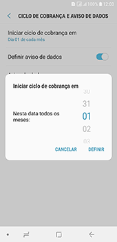 Como definir um aviso e limite de uso de dados - Samsung Galaxy J6 - Passo 7