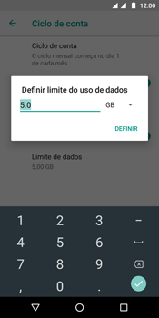 Como definir um aviso e limite de uso de dados - Motorola Moto E5 - Passo 13